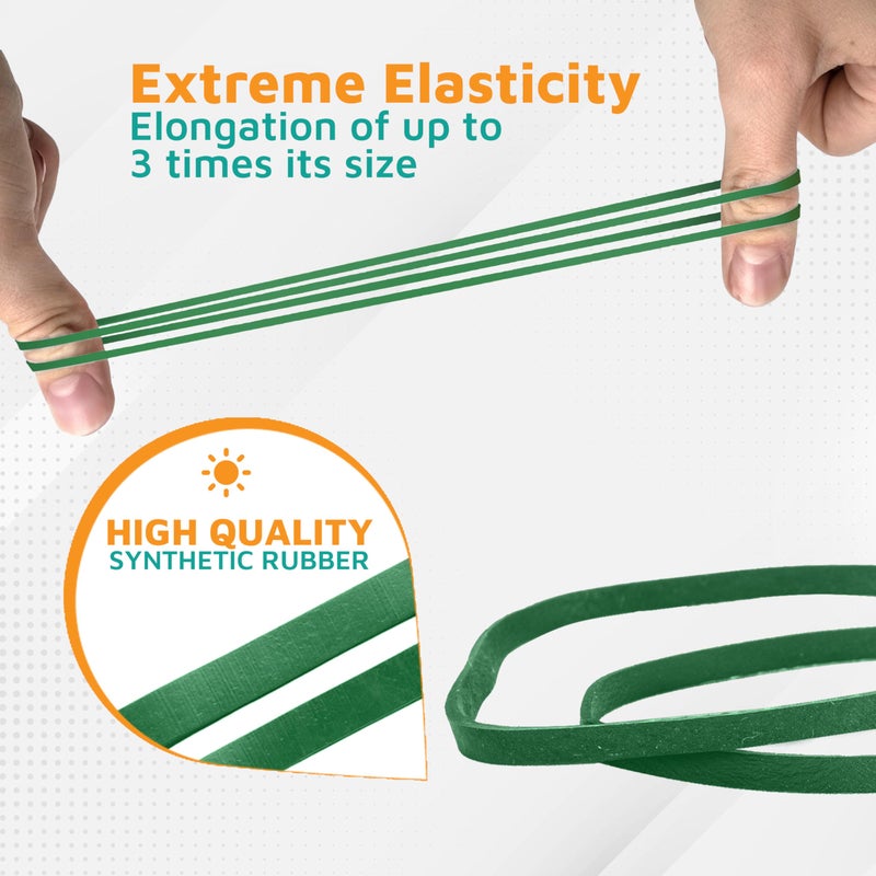 PlasticMill Green Rubber Bands Size 33 (3 1/2" x 1/8") - #33 Colored Rubber Bands Office Supplies - Strong, Elastic Bands for Crafts, Balloon Garland, Cash, File Folders (100-Pack) - Image 3